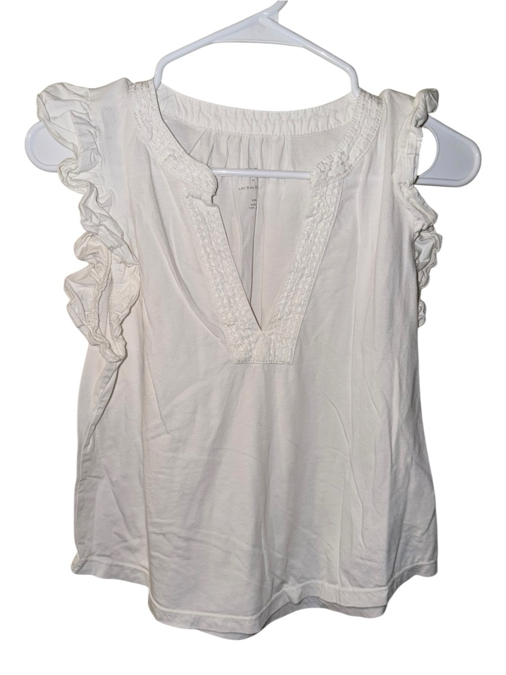 Maeve White Ruffle Sleeve V-Neck Camisole